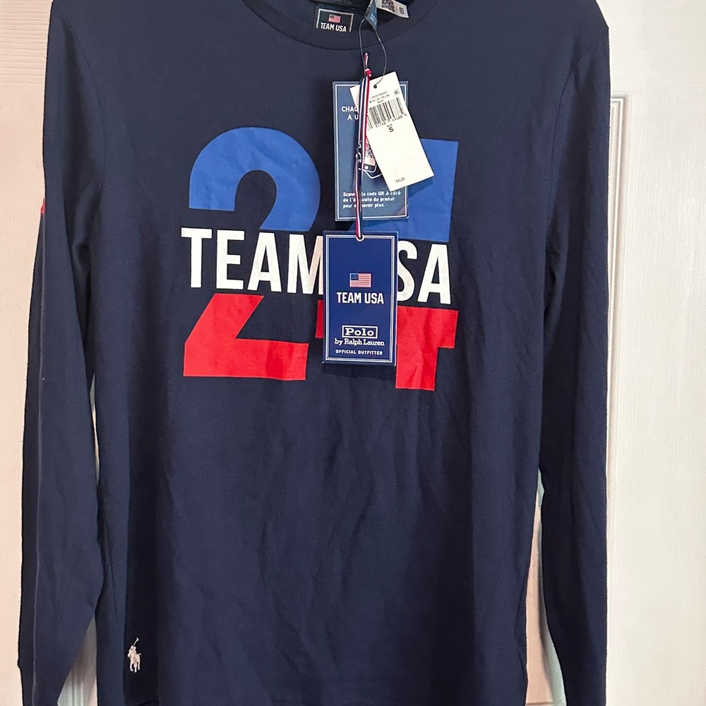 POLO RALPH LAUREN  L/S OLYMPIC TEAM NAVY TEAMT-SHIRT  SMALL
